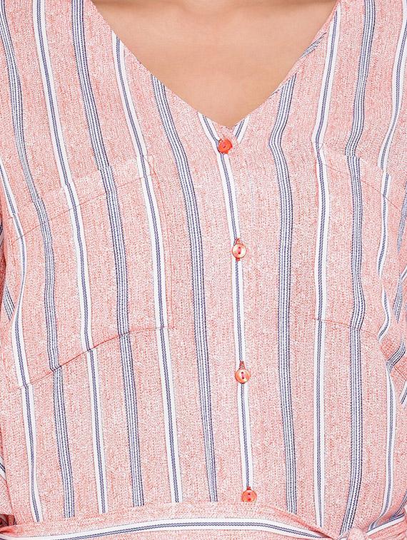 v neck tie knot striped dress - 16673879 - Zoom Image - 4