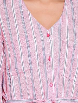 v neck tie knot striped dress - 16673880 - Standard Image - 4