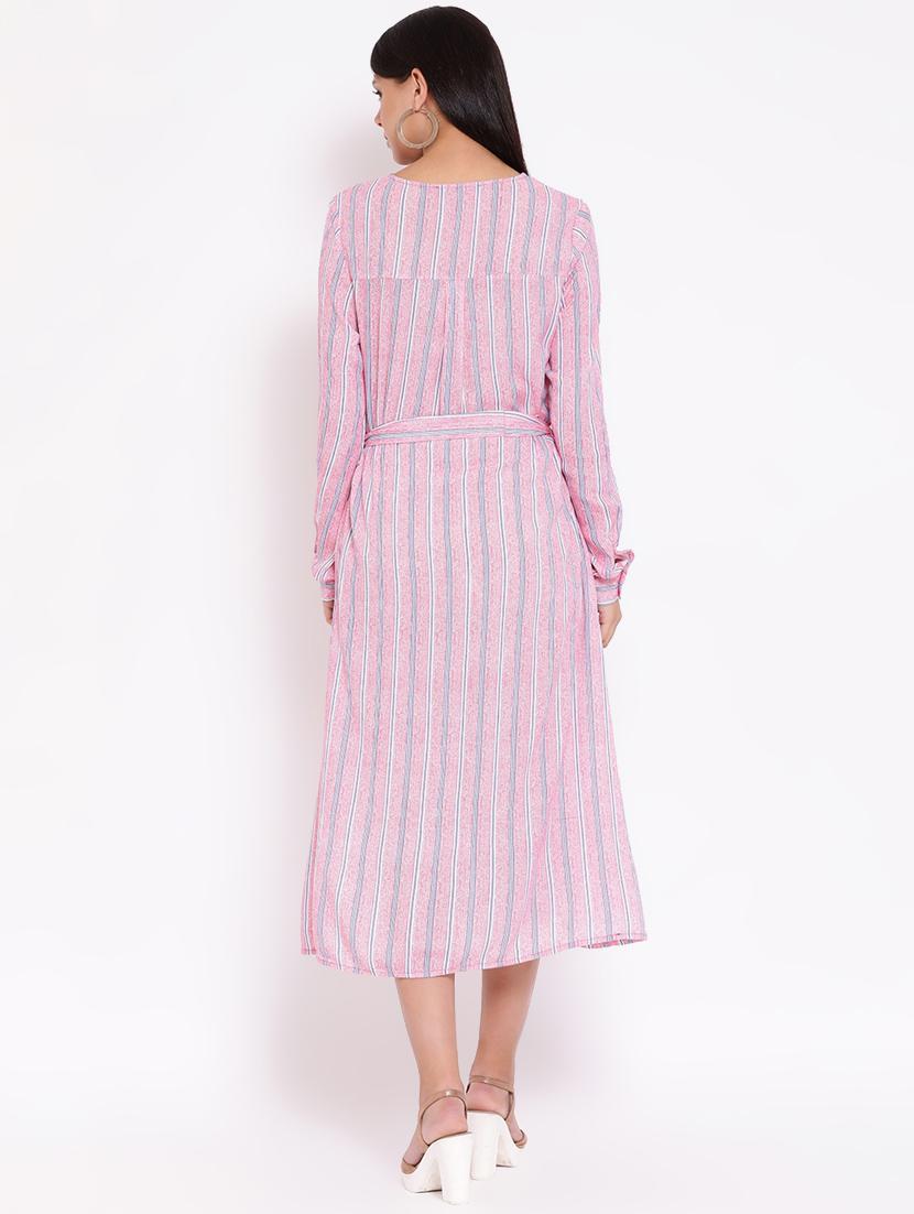 v neck tie knot striped dress - 16673880 - Zoom Image - 3