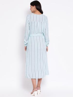 v neck tie knot striped dress - 16673882 - Standard Image - 3