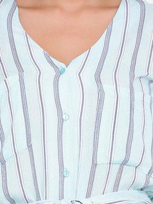 v neck tie knot striped dress - 16673882 - Standard Image - 4