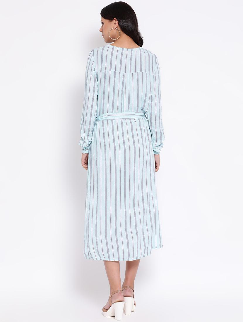 v neck tie knot striped dress - 16673882 - Zoom Image - 3
