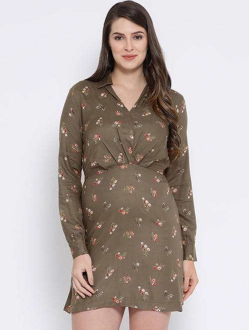 pleat detail floral a-line dress - 16673899 - Standard Image - 1