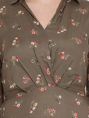 pleat detail floral a-line dress - 16673899 - Standard Image - 5