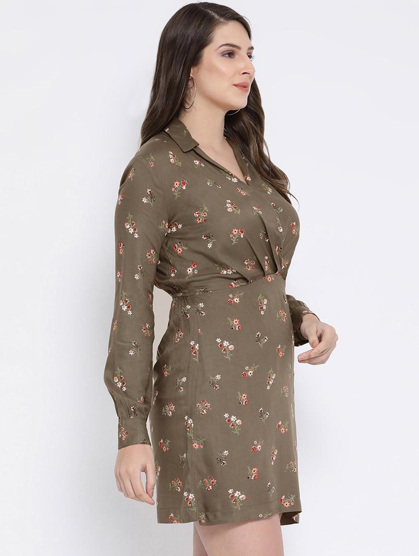 pleat detail floral a-line dress - 16673899 - Zoom Image - 2