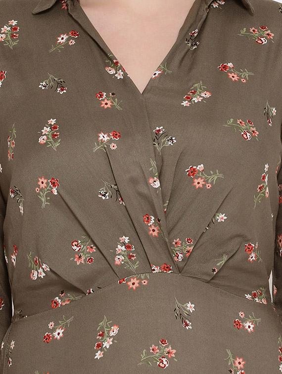 pleat detail floral a-line dress - 16673899 - Zoom Image - 5