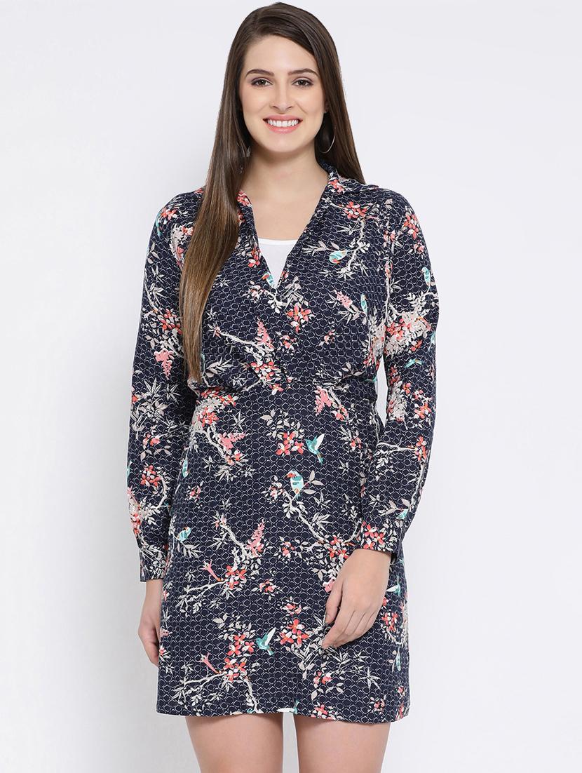pleat detail floral a-line dress - 16673900 - Zoom Image - 1