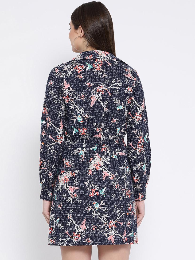 pleat detail floral a-line dress - 16673900 - Zoom Image - 3