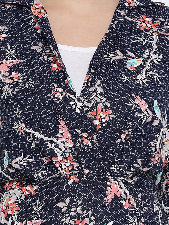 pleat detail floral a-line dress - 16673900 - Zoom Image - 5