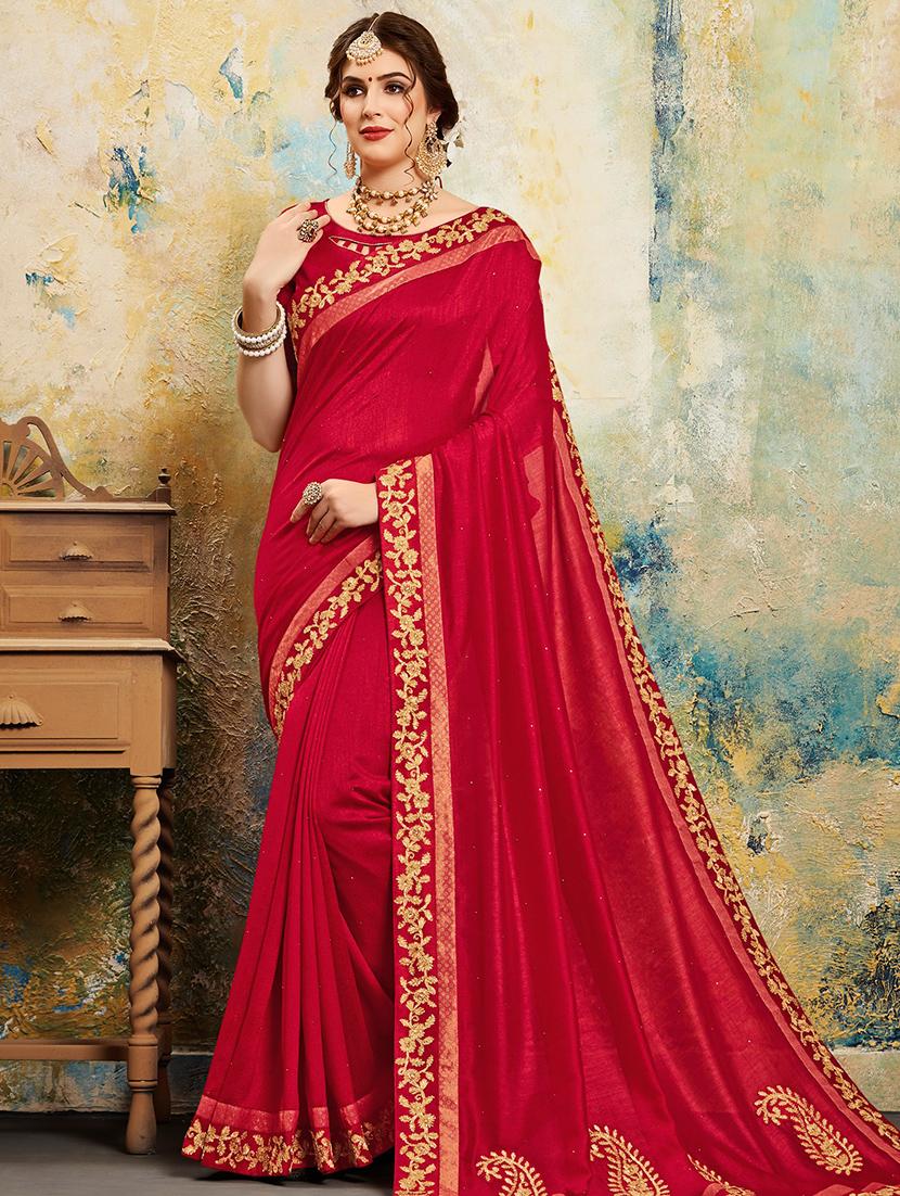 paisley zari work embroidered saree with blouse - 16673919 - Zoom Image - 1