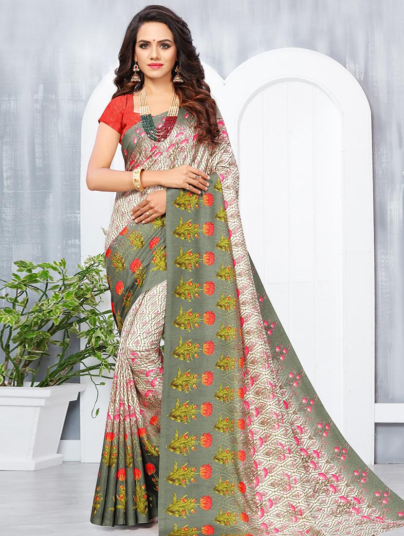 floral printed saree with blouse - 16673953 - Zoom Image - 1