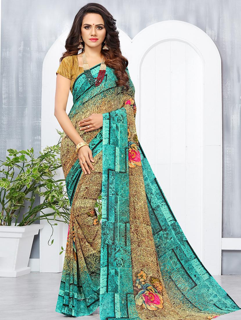 floral printed saree with blouse - 16673955 - Zoom Image - 1
