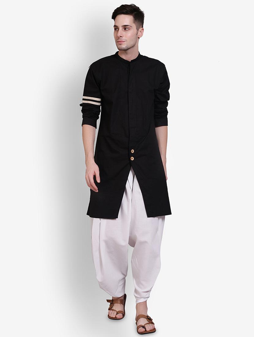 black solid asymmetric kurta - 16674088 - Zoom Image - 1