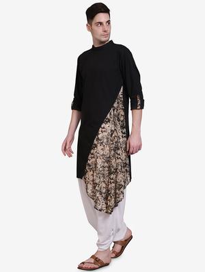 black solid asymmetric kurta - 16674090 - Standard Image - 2