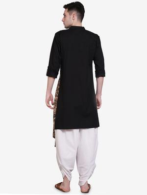 black solid asymmetric kurta - 16674090 - Standard Image - 3