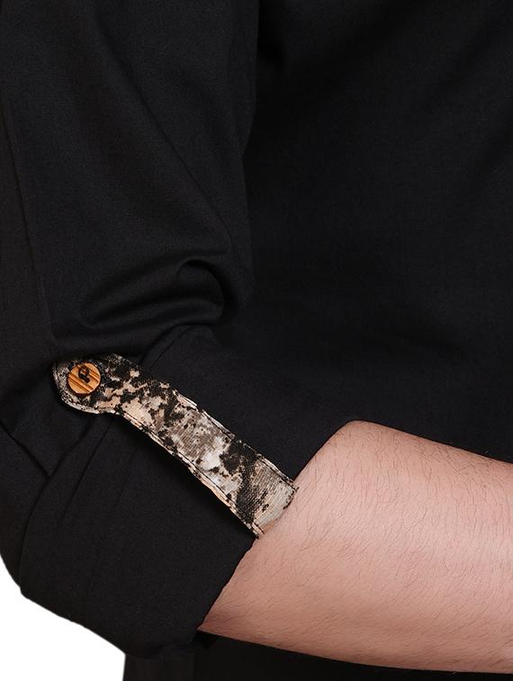 black solid asymmetric kurta - 16674090 - Zoom Image - 5