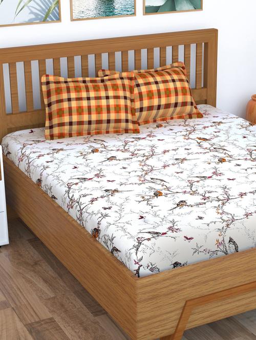 cotton double bedsheet with 2 pillow covers - 16674107 - Standard Image - 1