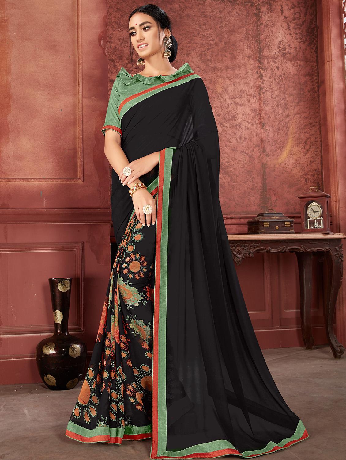 abstract printed saree with blouse - 16674174 - Zoom Image - 1