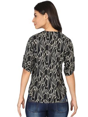 mandarin neck abstract print top - 16674460 - Standard Image - 3