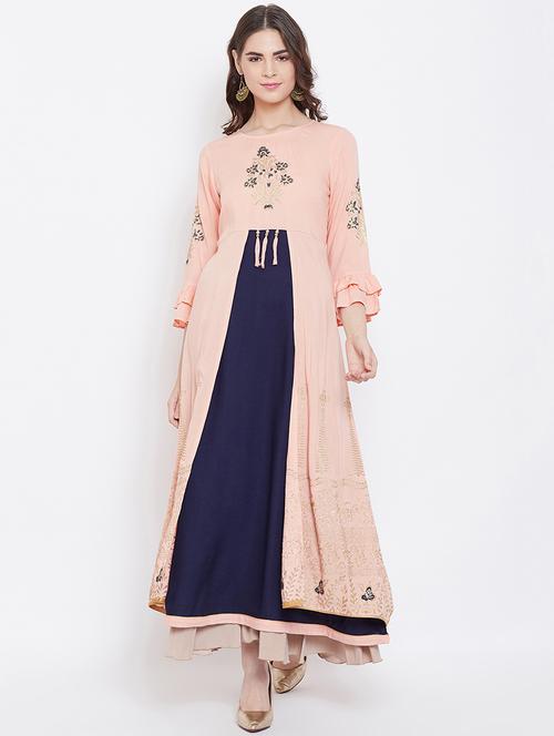 block print layered kurta - 16674657 - Standard Image - 1