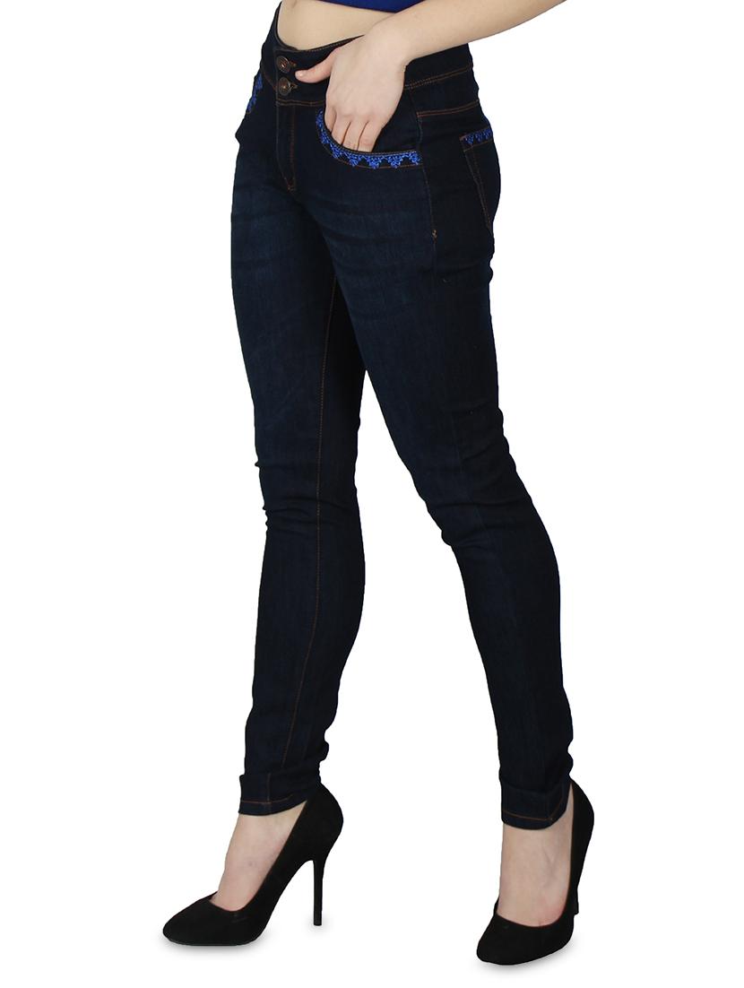 high rise embroidered detail jeans - 16674664 - Zoom Image - 2