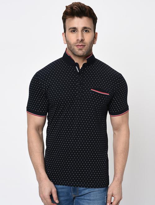 navy blue printed t-shirt - 16674821 - Standard Image - 1