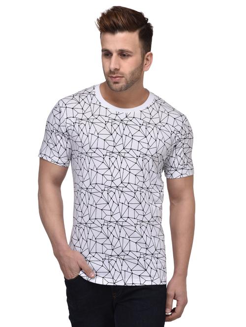 white geometric print t-shirt - 16674829 - Standard Image - 1