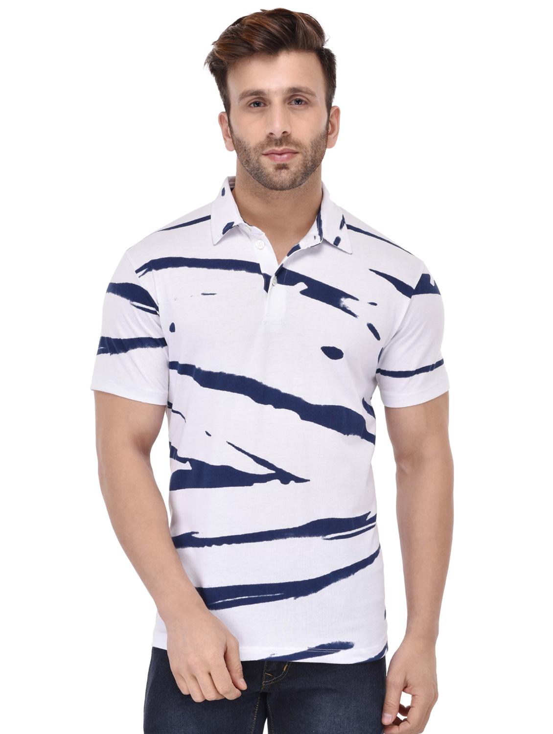 white tie & dye print collared t-shirt - 16674833 - Zoom Image - 1