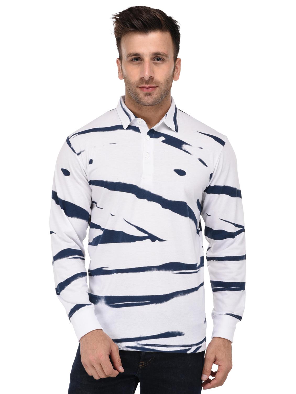 white tie & dye print collared t-shirt - 16674837 - Zoom Image - 1
