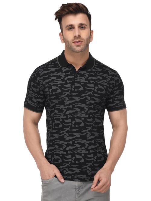 black camouflage print polo t-shirt - 16674840 - Standard Image - 1
