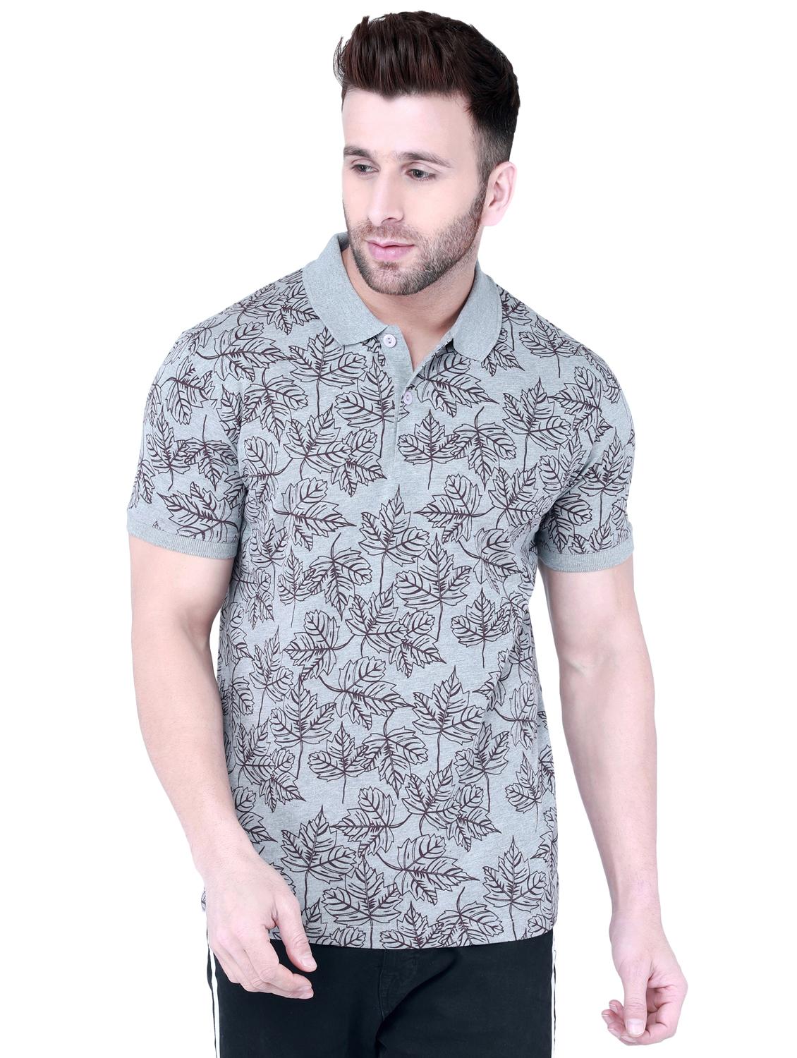 grey printed polo t-shirt - 16674860 - Zoom Image - 1