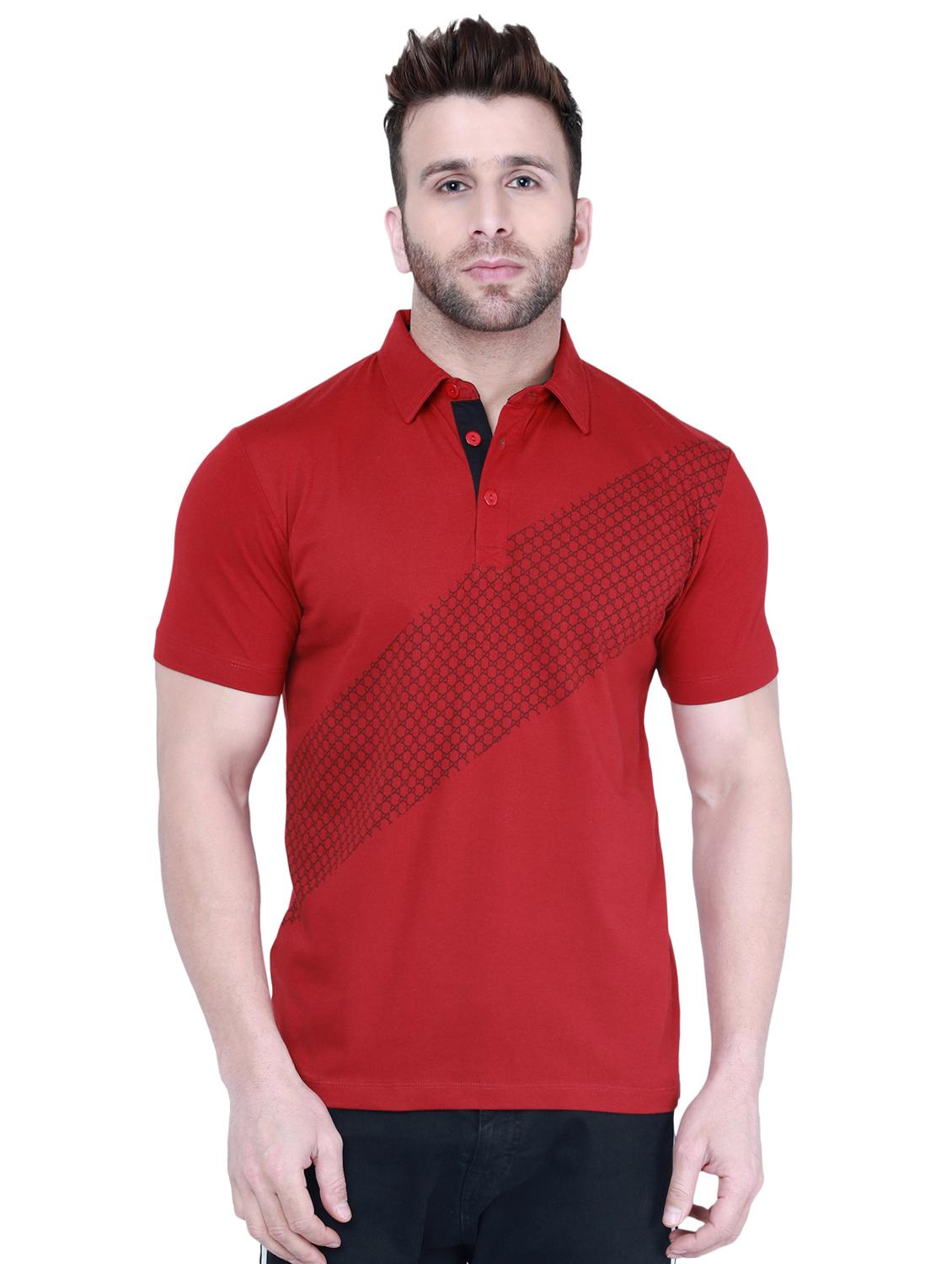 red chest print polo t-shirt - 16674864 - Zoom Image - 1