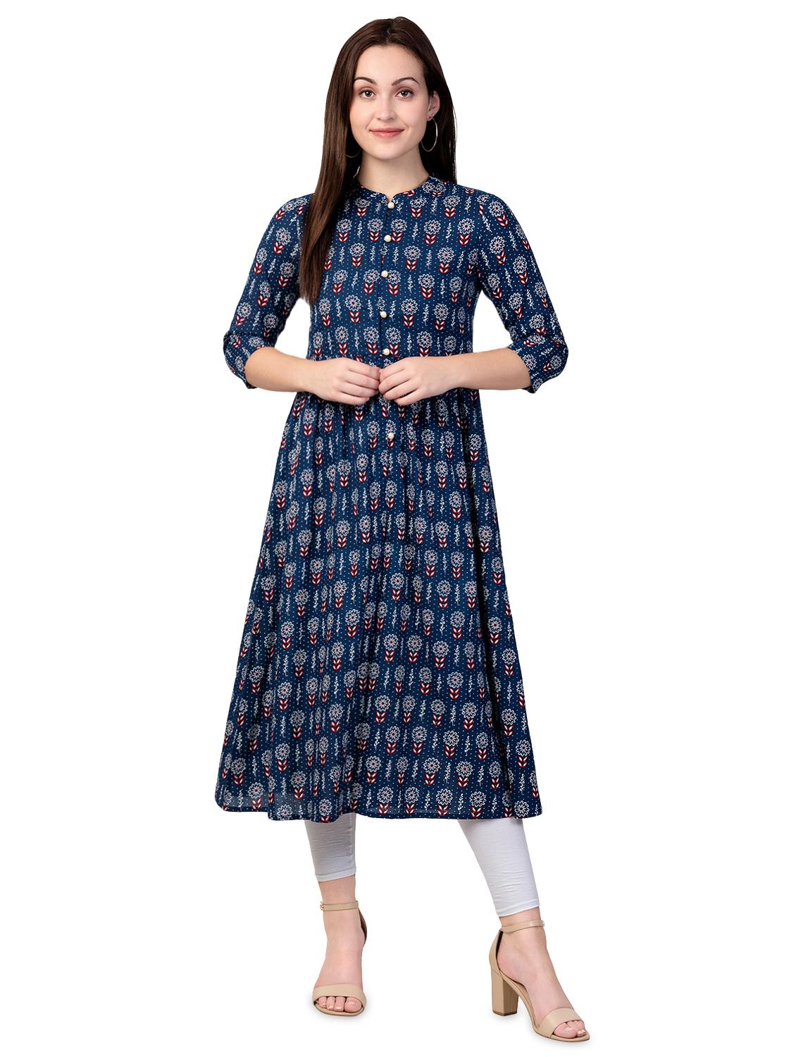 floral printed flared kurta - 16675070 - Zoom Image - 1