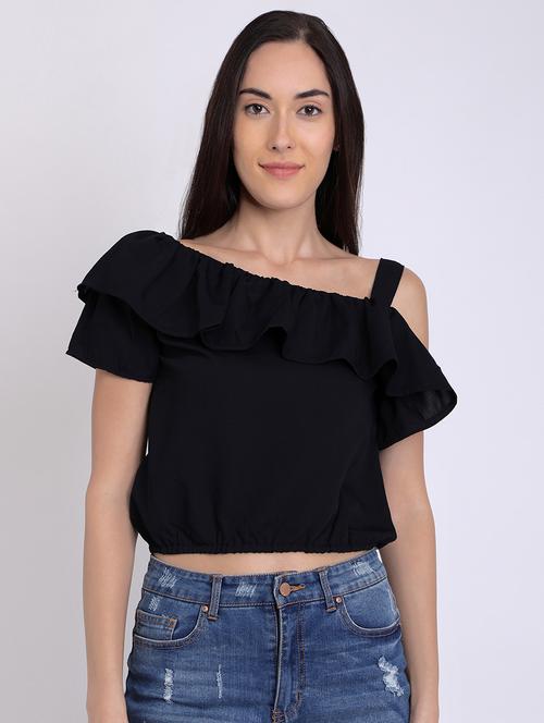single sleeved ruffle detail top - 16675212 - Standard Image - 1