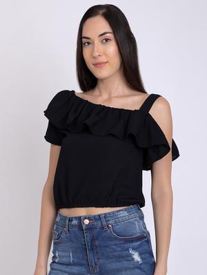 single sleeved ruffle detail top - 16675212 - Standard Image - 2