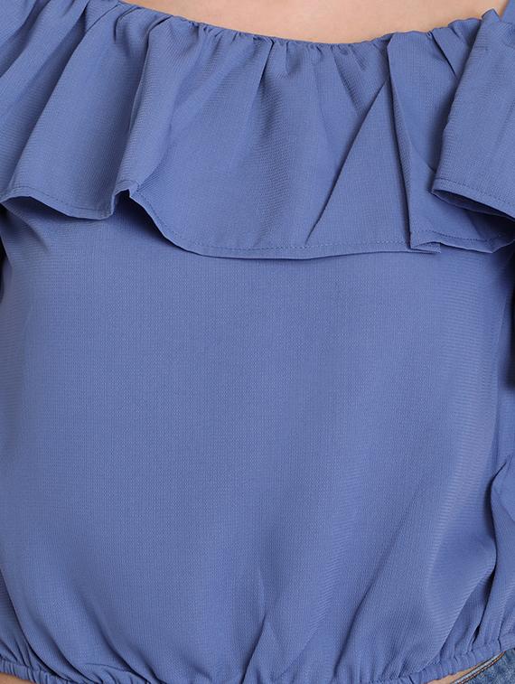 single sleeved ruffle detail crop top - 16675213 - Zoom Image - 5