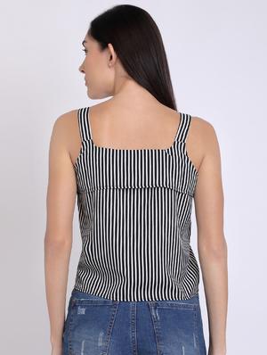 knotted hem striped crop top - 16675215 - Standard Image - 3