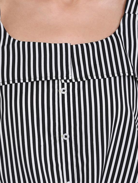 knotted hem striped crop top - 16675215 - Zoom Image - 5