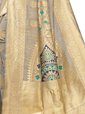zari work woven saree with blouse - 16675302 - Standard Image - 2