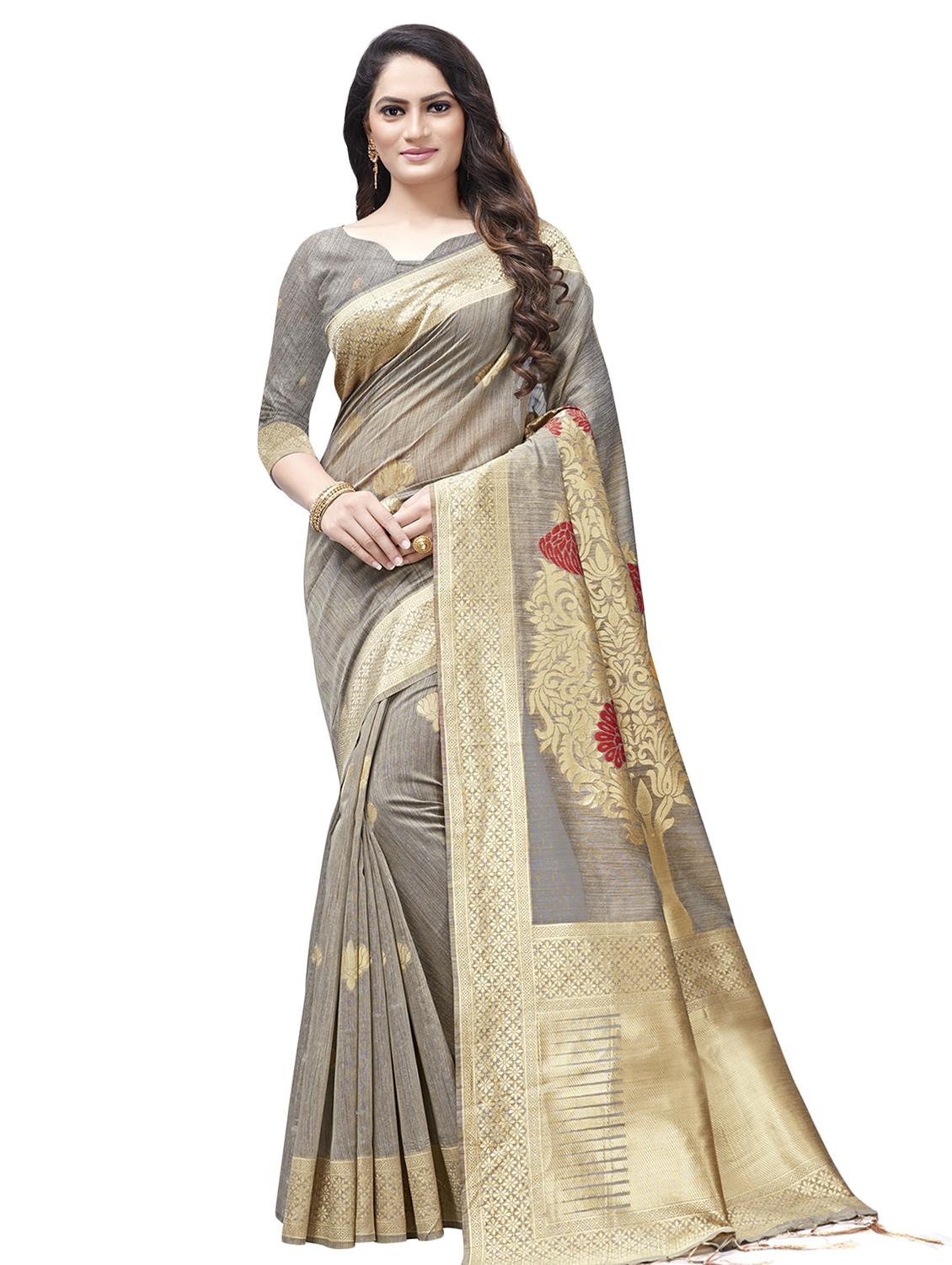 zari work woven saree with blouse - 16675303 - Zoom Image - 1