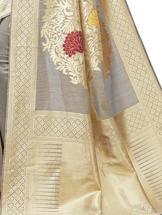 zari work woven saree with blouse - 16675303 - Zoom Image - 3