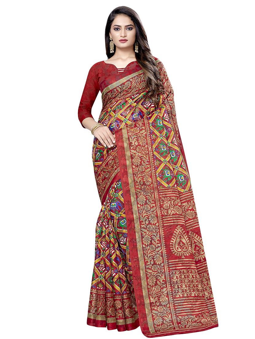 printed brasso saree with blouse - 16675318 - Zoom Image - 1
