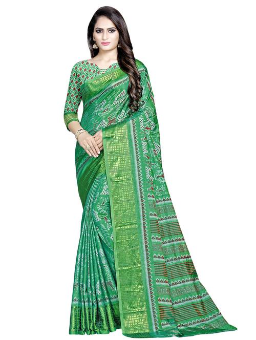 ikat printed saree with blouse - 16675328 - Standard Image - 1