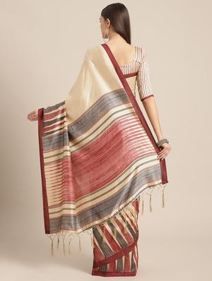 geometric printed saree with blouse - 16675337 - Standard Image - 2