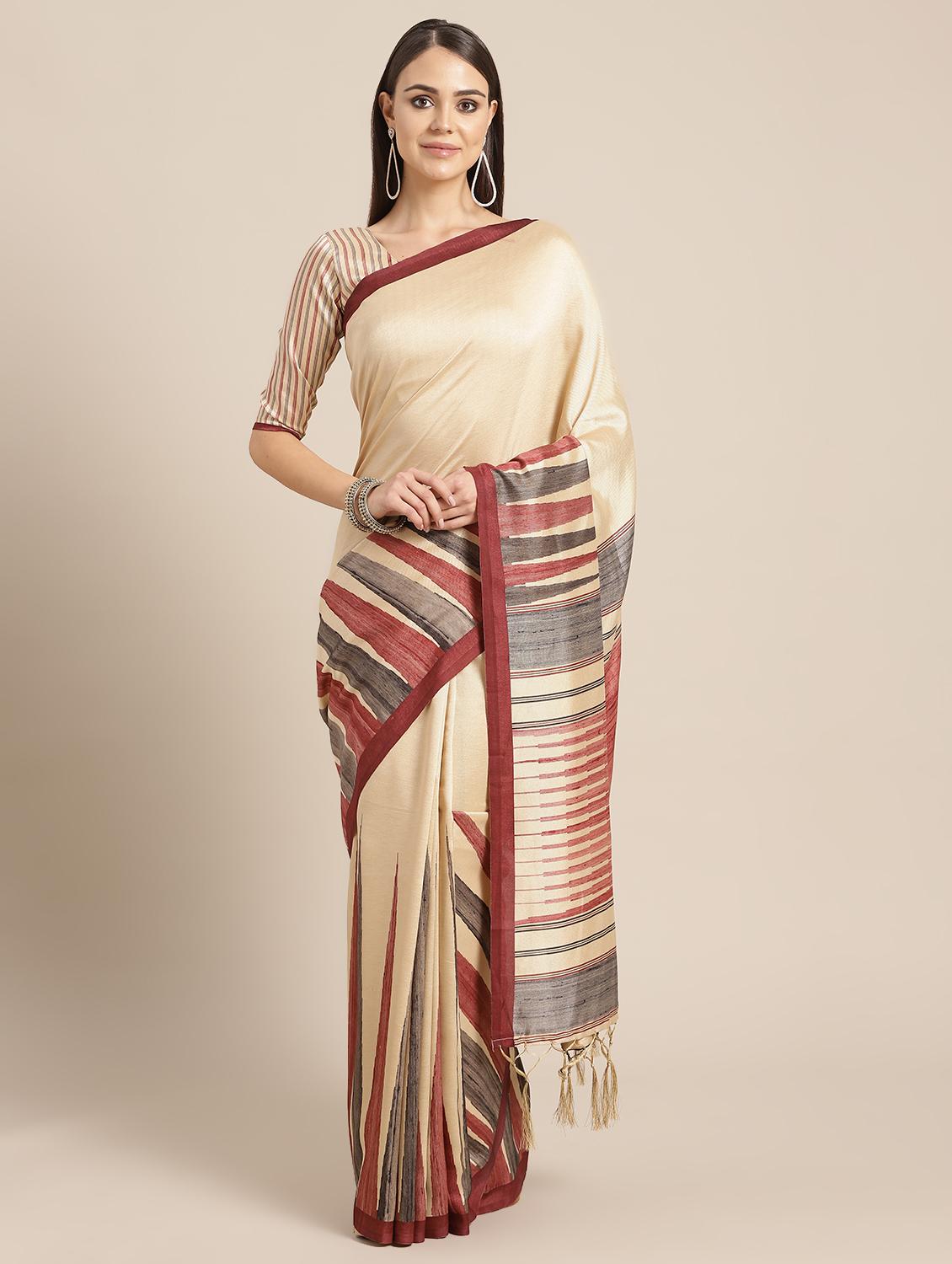 geometric printed saree with blouse - 16675337 - Zoom Image - 1