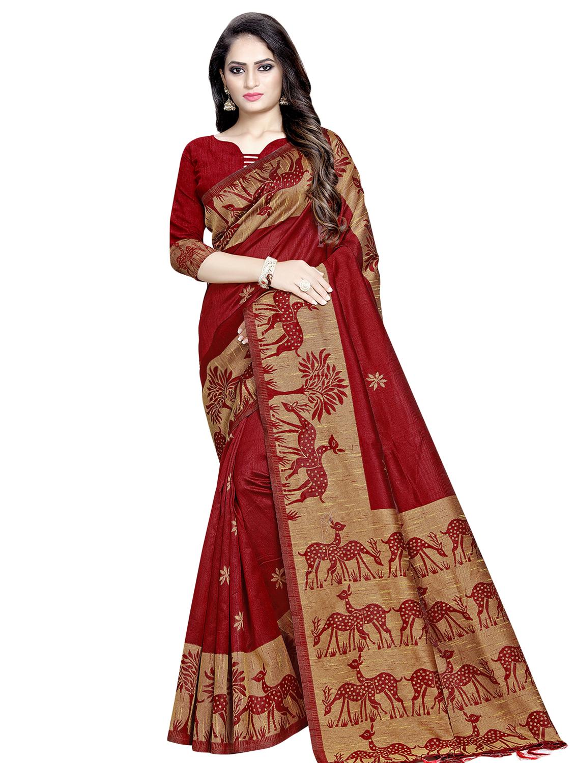 bordered woven saree with blouse - 16675344 - Zoom Image - 1