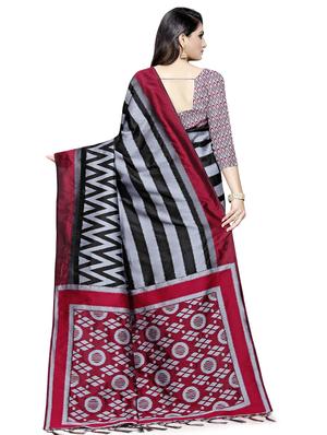 chevron printed woven saree with blouse - 16675366 - Standard Image - 2