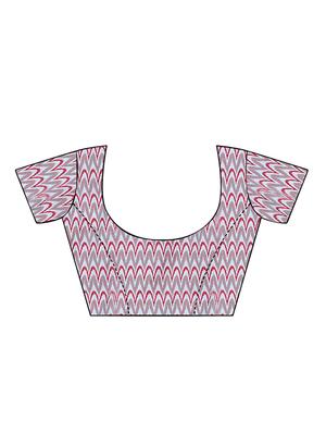 chevron printed woven saree with blouse - 16675366 - Standard Image - 4