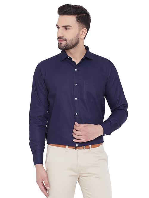 dark blue solid formal shirt - 16675456 - Standard Image - 1