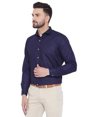 dark blue solid formal shirt - 16675456 - Standard Image - 2